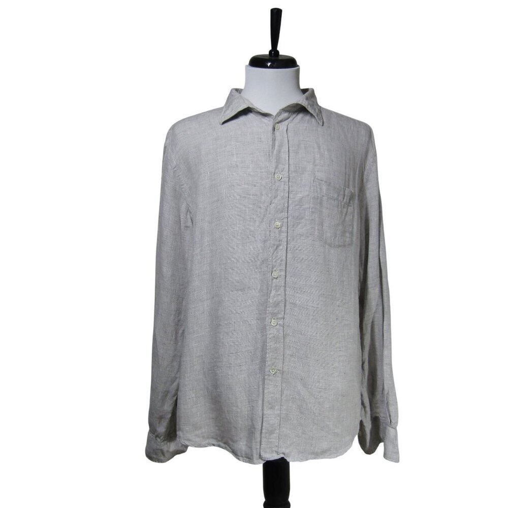 Hartford Alternative classics Men 1979 100% LINEN XL Button Front Shirt Natural